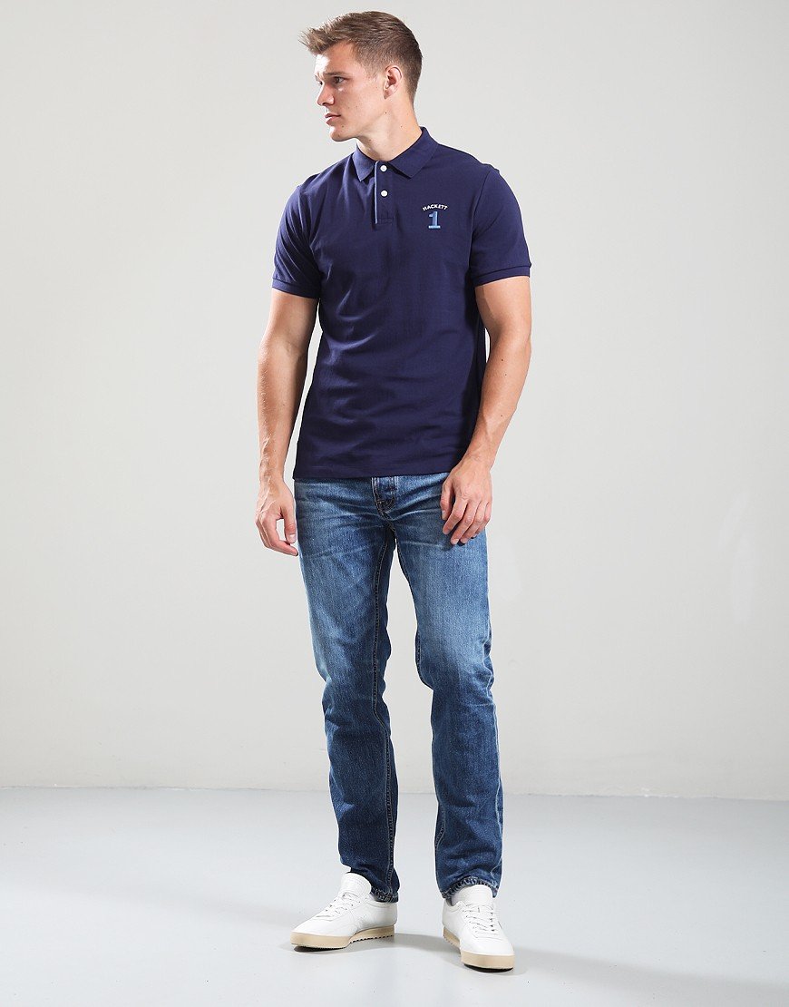 Hackett Heritage Number Polo Shirt Ink Blue