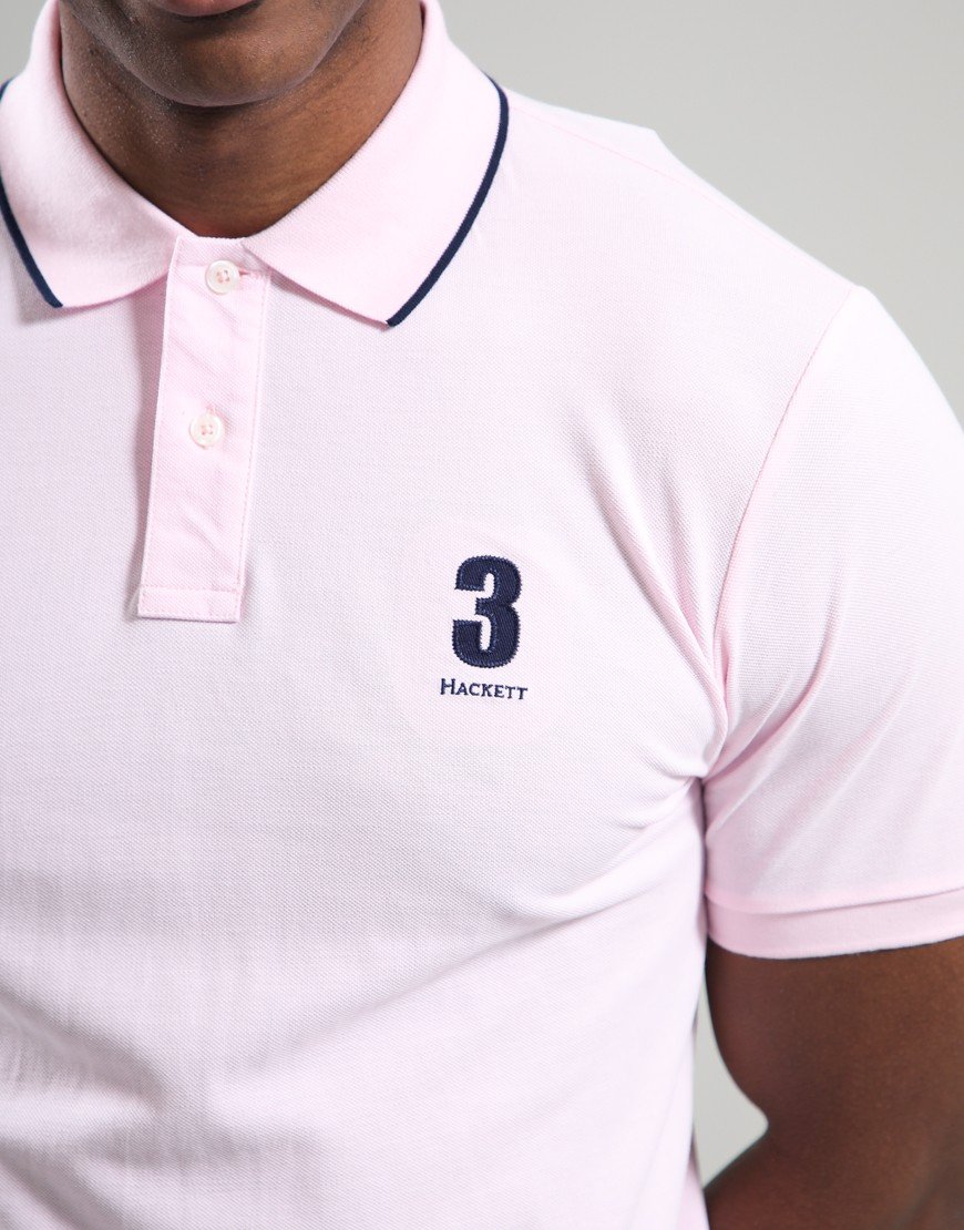 Hackett Heritage Number Polo Light Pink