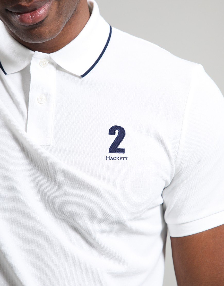 Hackett Heritage Number Polo Off White