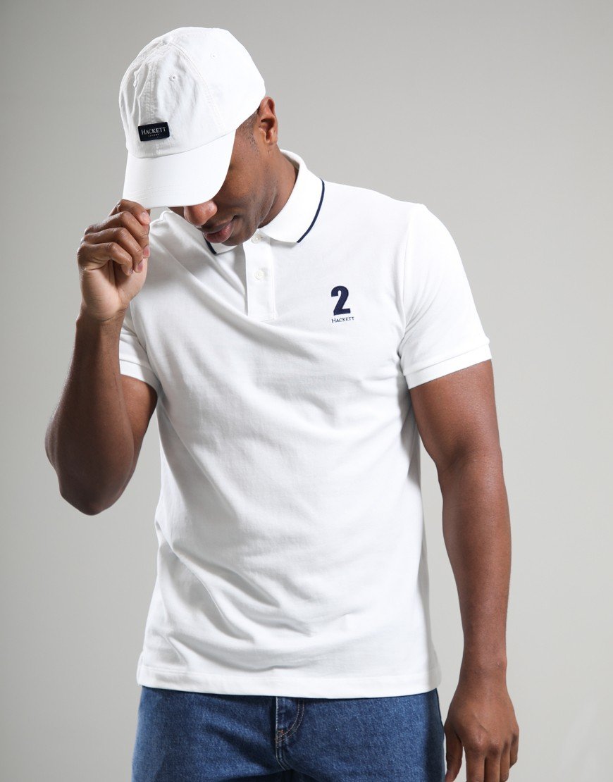 Hackett Heritage Number Polo Off White