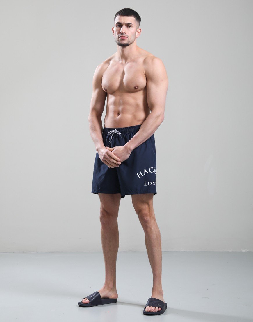Hackett Heritage Logo Swim Shorts Ink Blue