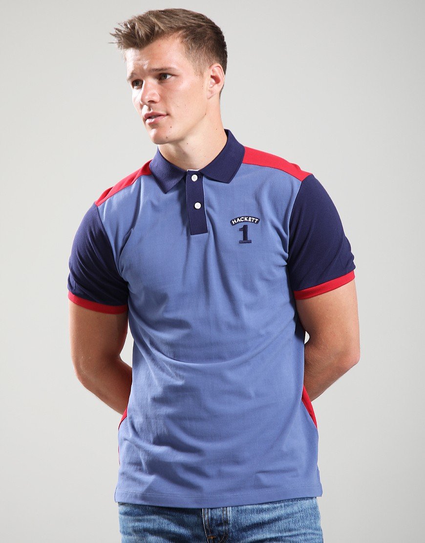 Hackett Number 1 Multi Polo Shirt Eton Blue