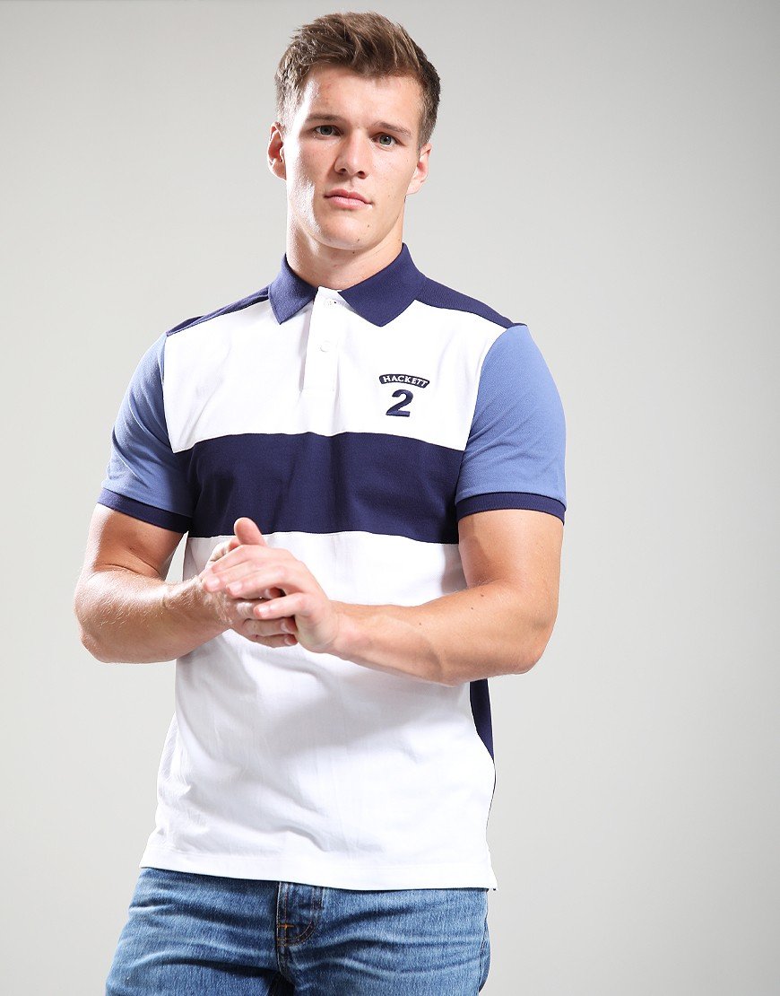 Hackett Number 2 Panel Polo Shirt Optic White
