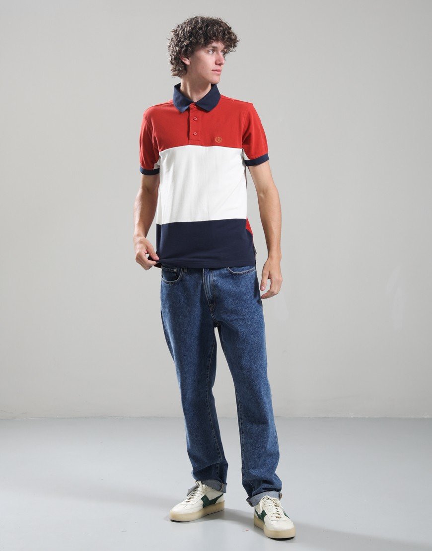 Henri Lloyd Nautique Polo Shirt Freo Red/Off White/Navy