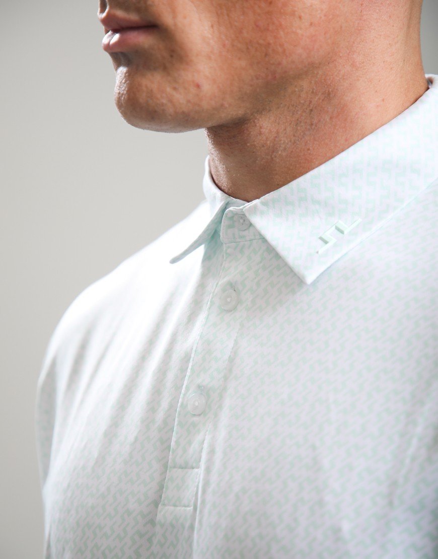 J.Lindeberg Bala Print Polo Shirt Bias Bridge/Bay White