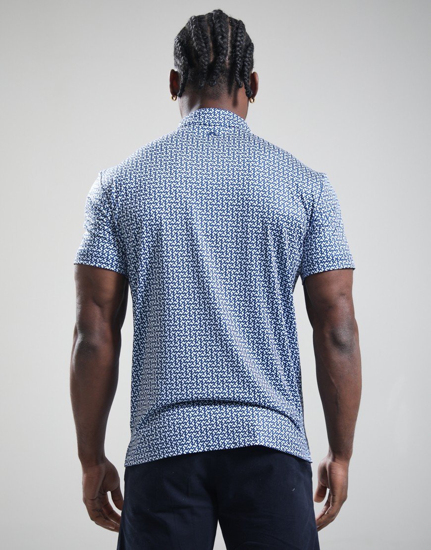 J.Lindeberg Bala Print Polo Shirt Bias Bridge/Estate Sky