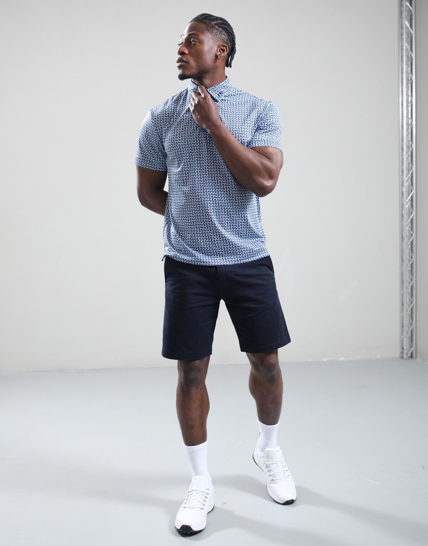 J.Lindeberg Bala Print Polo Shirt Bias Bridge/Estate Sky