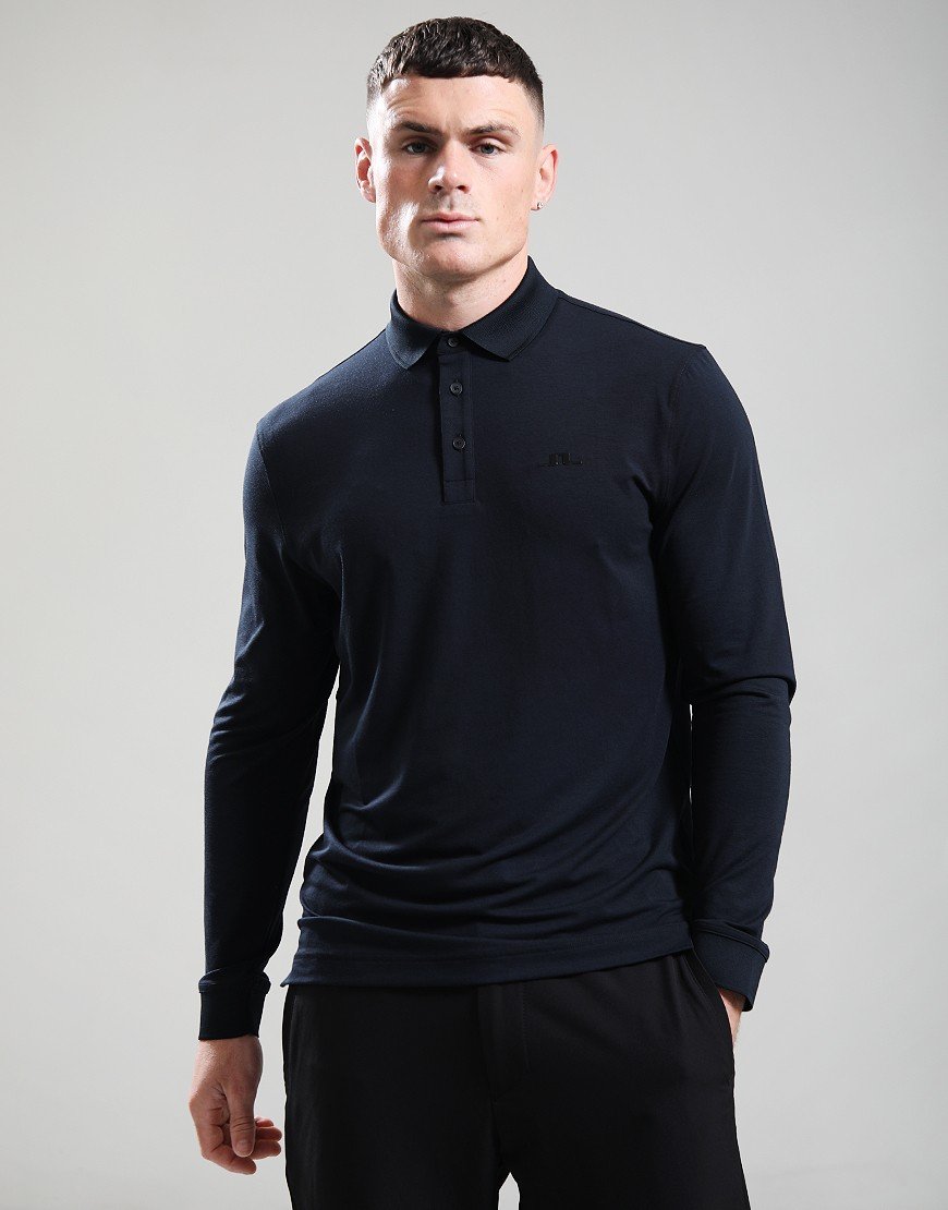 J.Lindeberg Florian Long Sleeve Polo Shirt Black