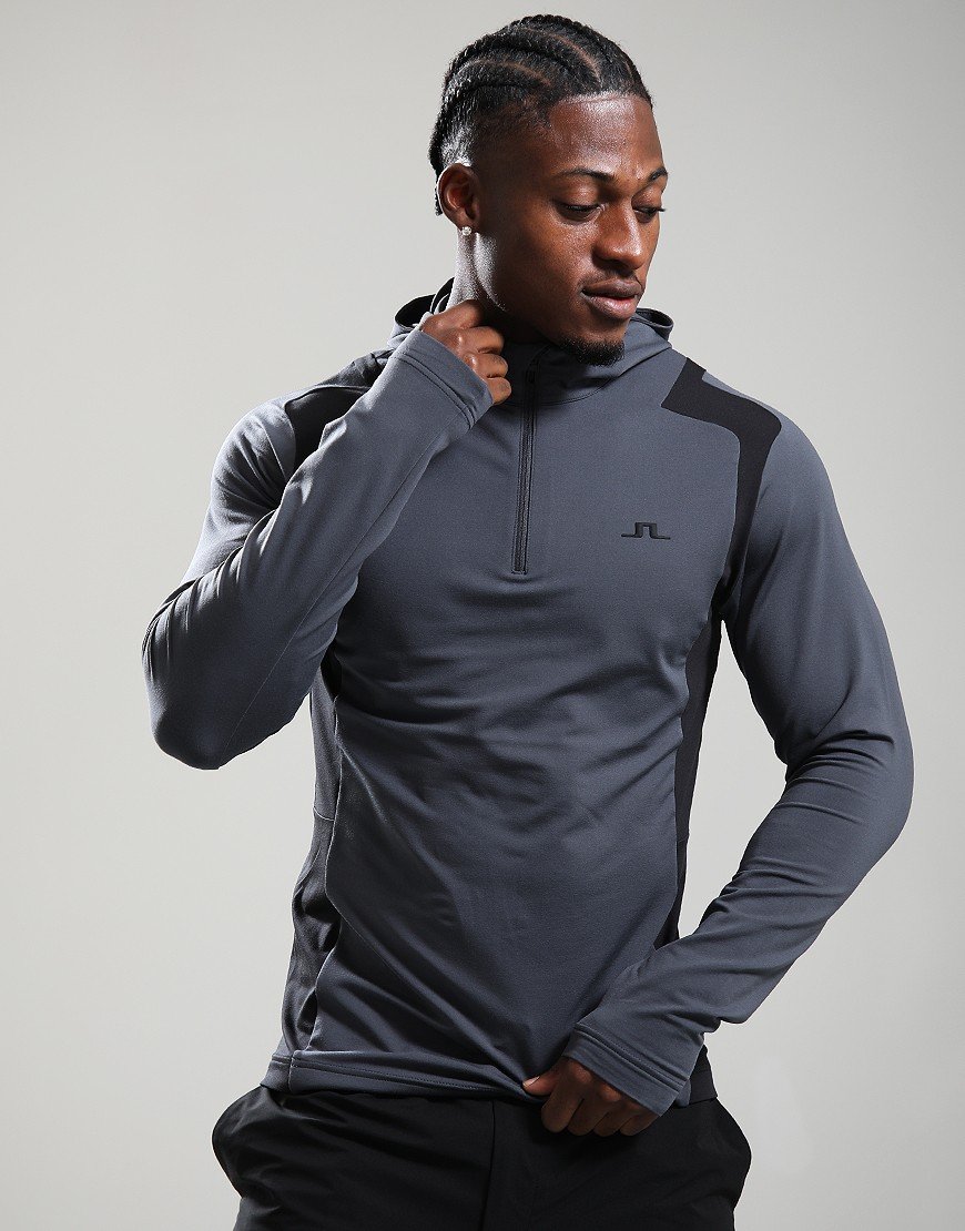 J.Lindeberg Lukas Quarter Zip Hoodie Asphalt