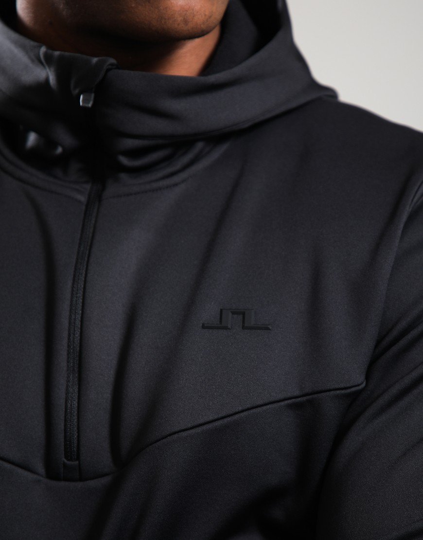 J.Lindeberg Maclean Quarter Zip Hooded Jacket Black