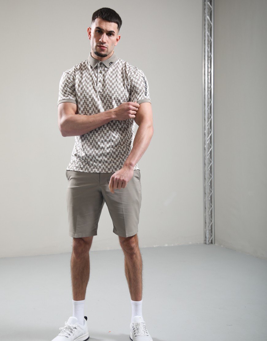 J.Lindeberg Tour Tech Print Polo Bridge Stack Brindle