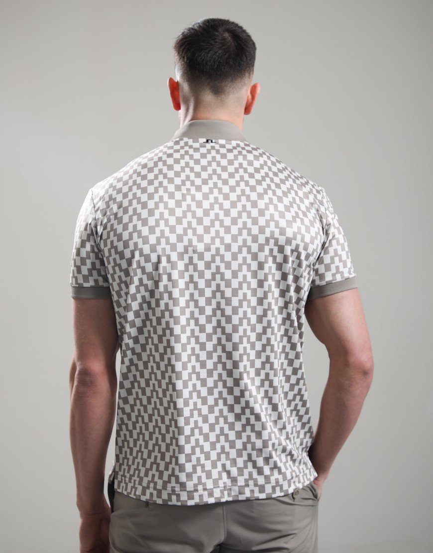 J.Lindeberg Tour Tech Print Polo Bridge Stack Brindle