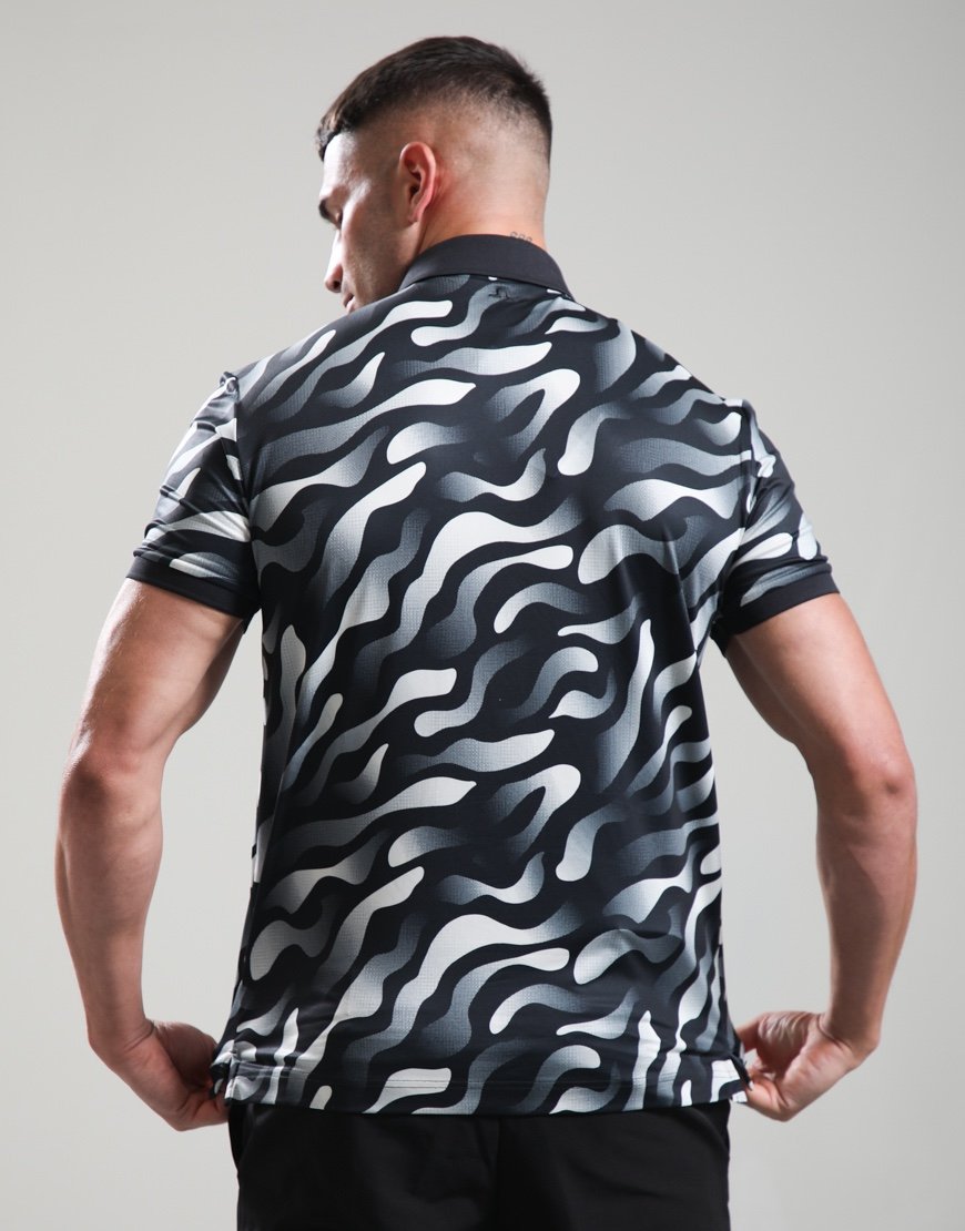 J.Lindeberg Tour Tech Print Polo Shirt Bunker Fade/Black/Moonbeam