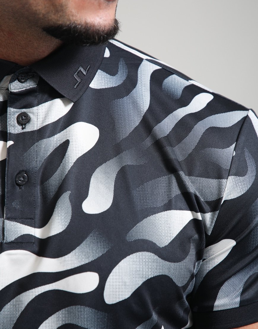 J.Lindeberg Tour Tech Print Polo Shirt Bunker Fade/Black/Moonbeam