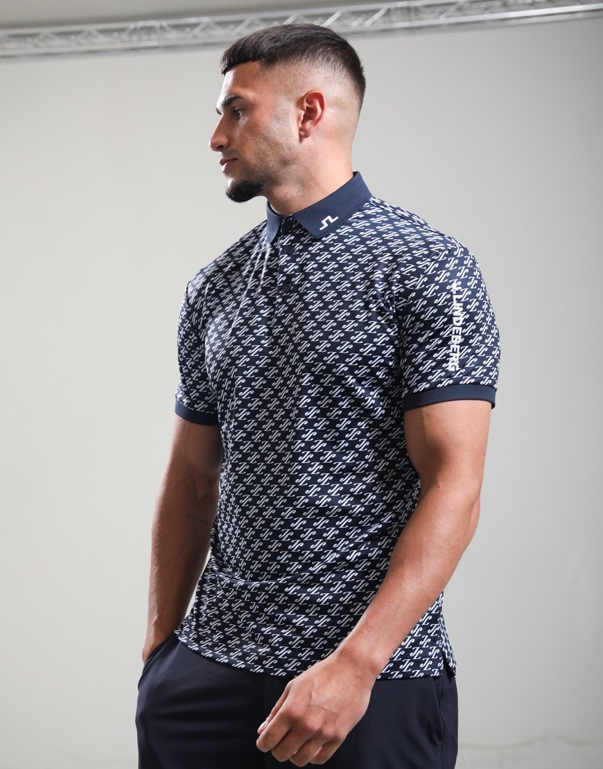 J.Lindeberg Tour Tech Print Polo Cardi/Jacquard/JL Navy