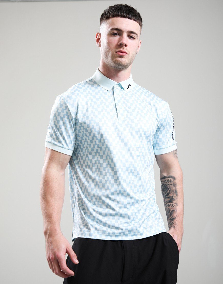 J.Lindeberg Tour Tech Print Polo Bridge Stack Skylight