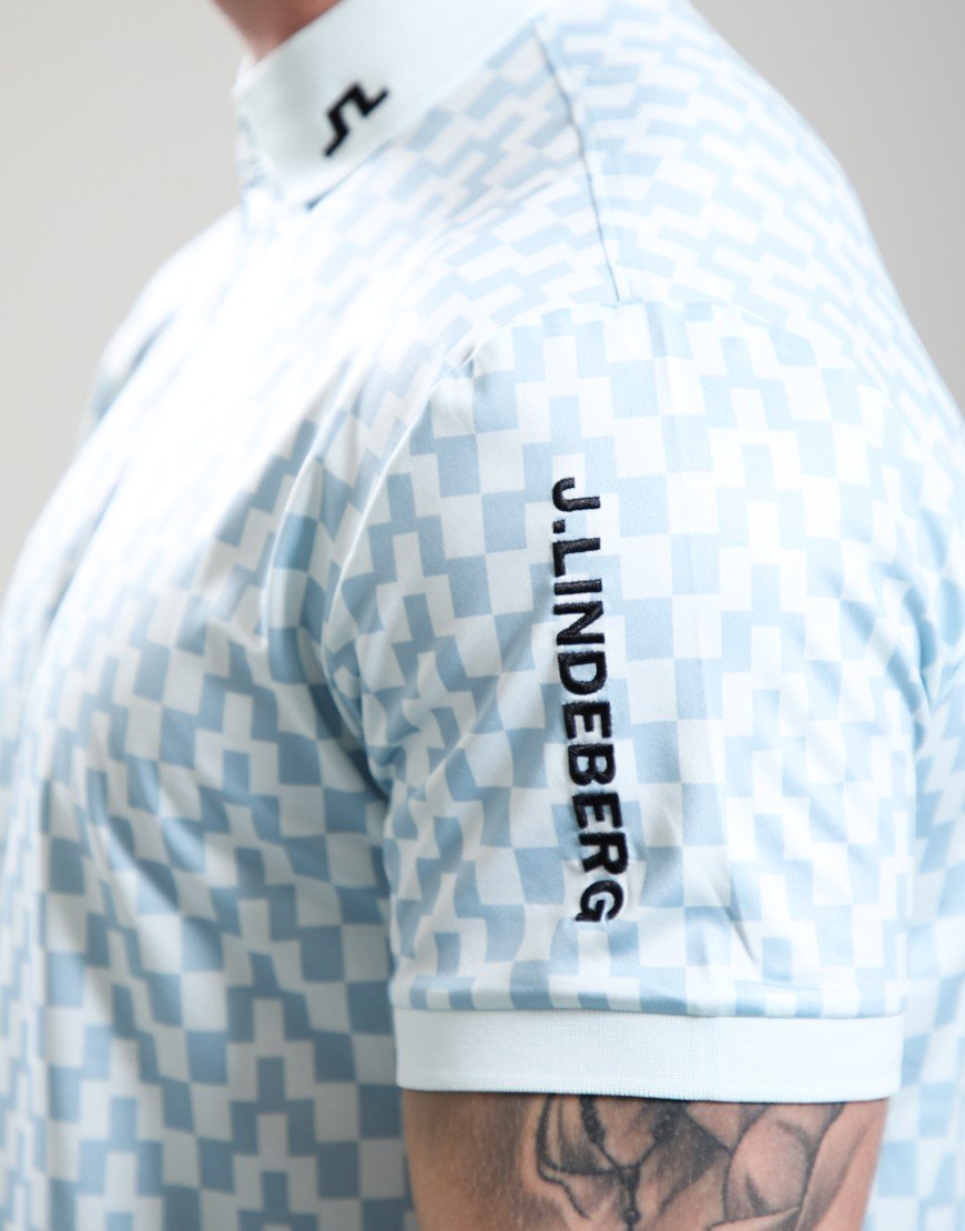 J.Lindeberg Tour Tech Print Polo Bridge Stack Skylight