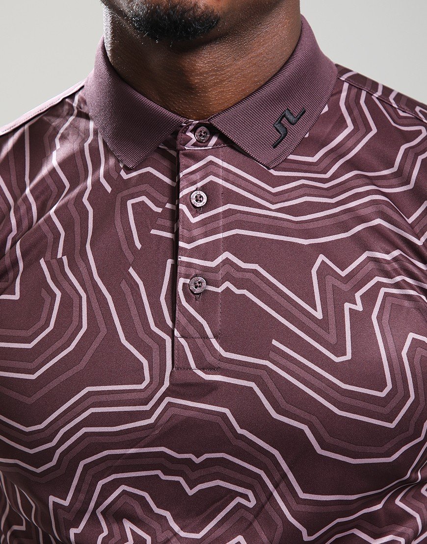 J.Lindeberg Tour Tech Print Polo Shirt Topo Huckleberry