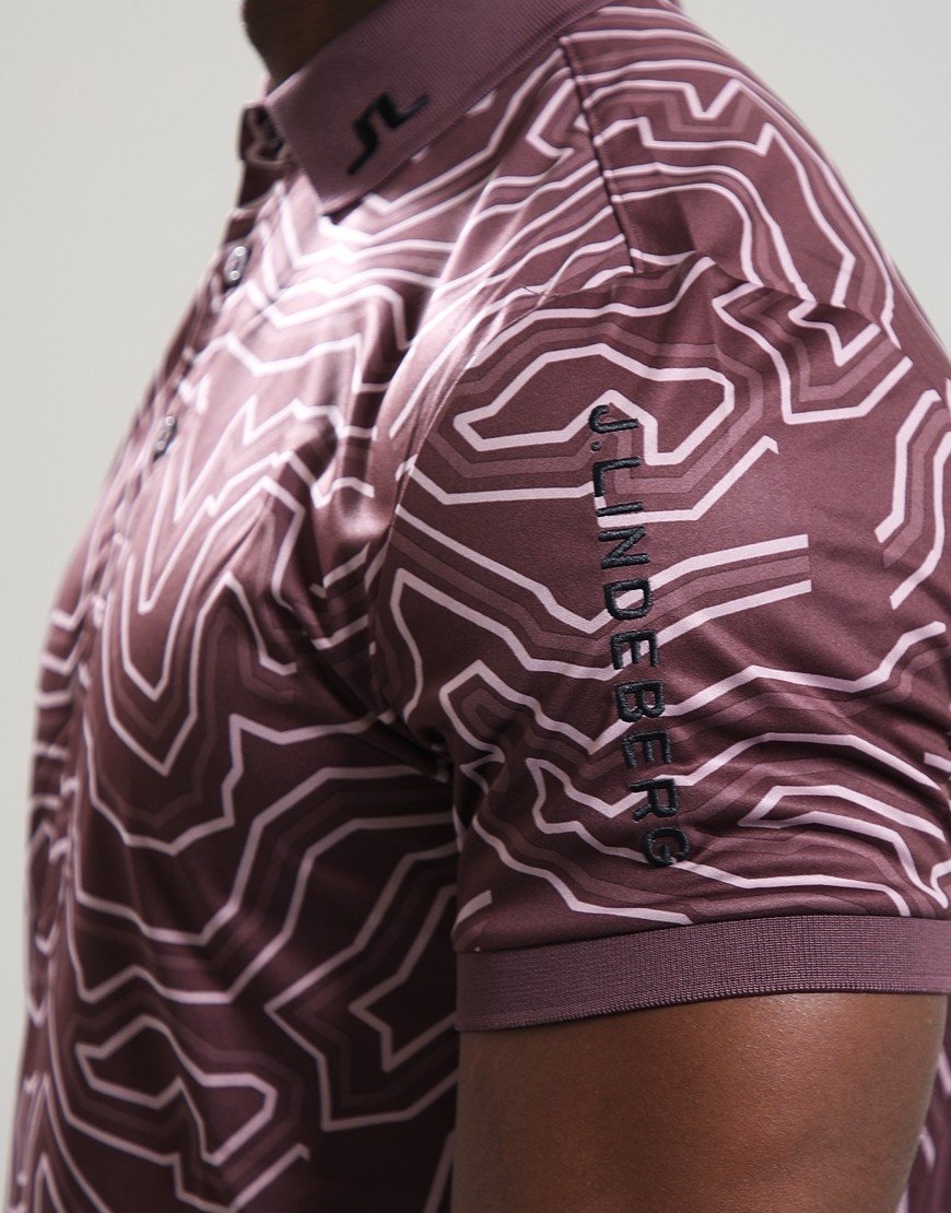 J.Lindeberg Tour Tech Print Polo Shirt Topo Huckleberry
