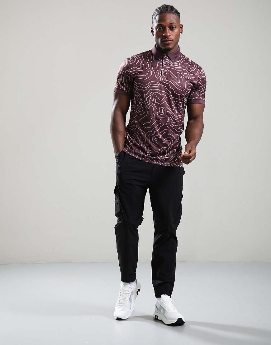 J.Lindeberg Tour Tech Print Polo Shirt Topo Huckleberry