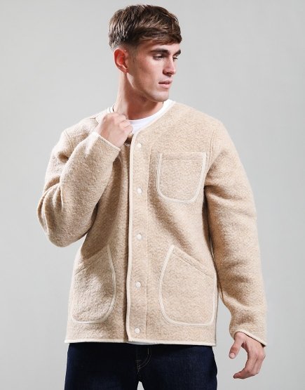 Kestin Neist Cardigan Oat Wool Herringbone