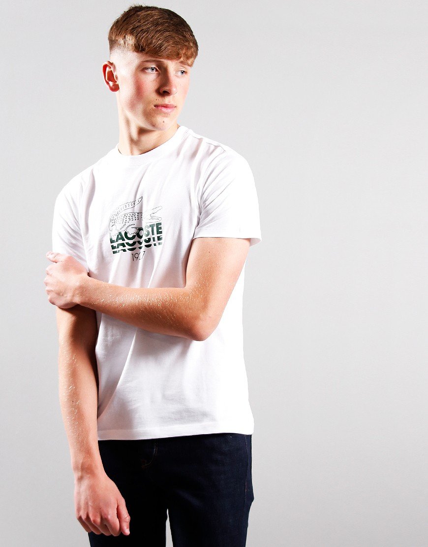 Lacoste Kids Crocodile Letter T-Shirt White
