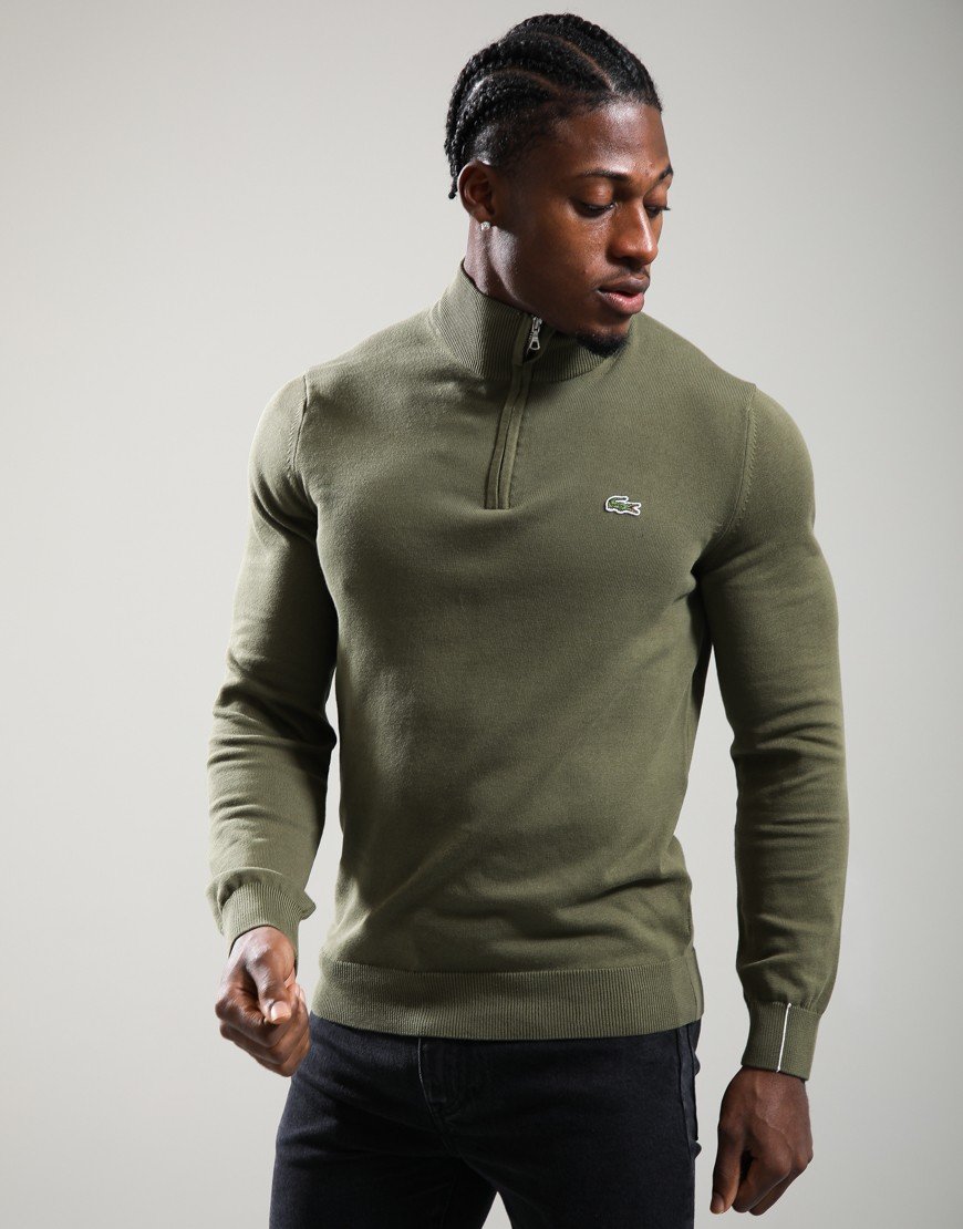 Lacoste Quarter Zip Knit Khaki Green Lacoste Quarter Zip Knit Khaki Green