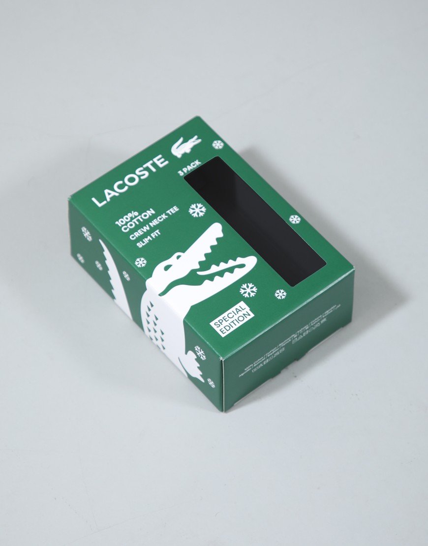 Lacoste 3 Pack T-Shirts Black/White/Green
