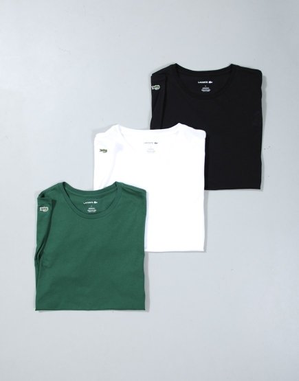Lacoste 3 Pack T-Shirts Black/White/Green