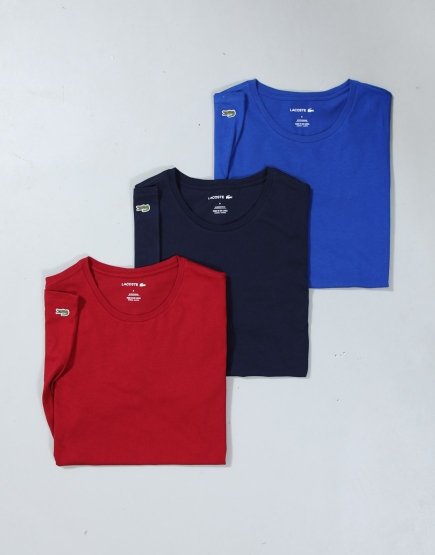 Lacoste 3 Pack T-Shirts Black/Blue/Red