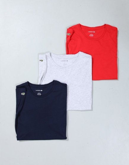 Lacoste 3 Pack T-Shirts Navy/Red/Grey
