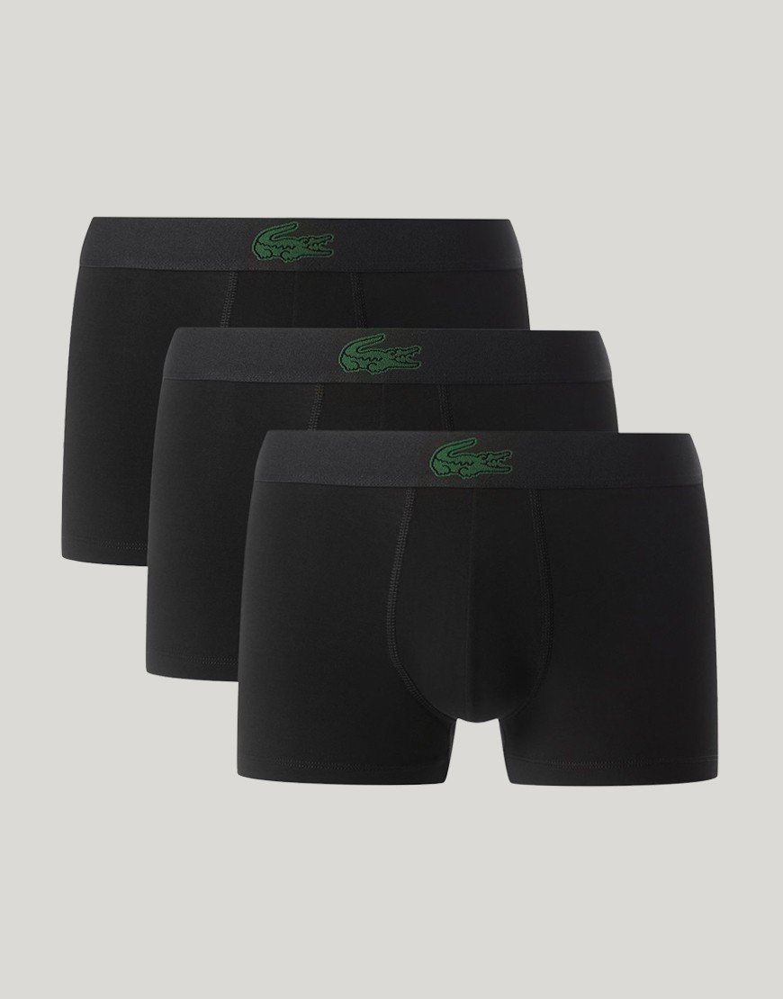 Lacoste 3 Pack Boxer Croc Waistband Black