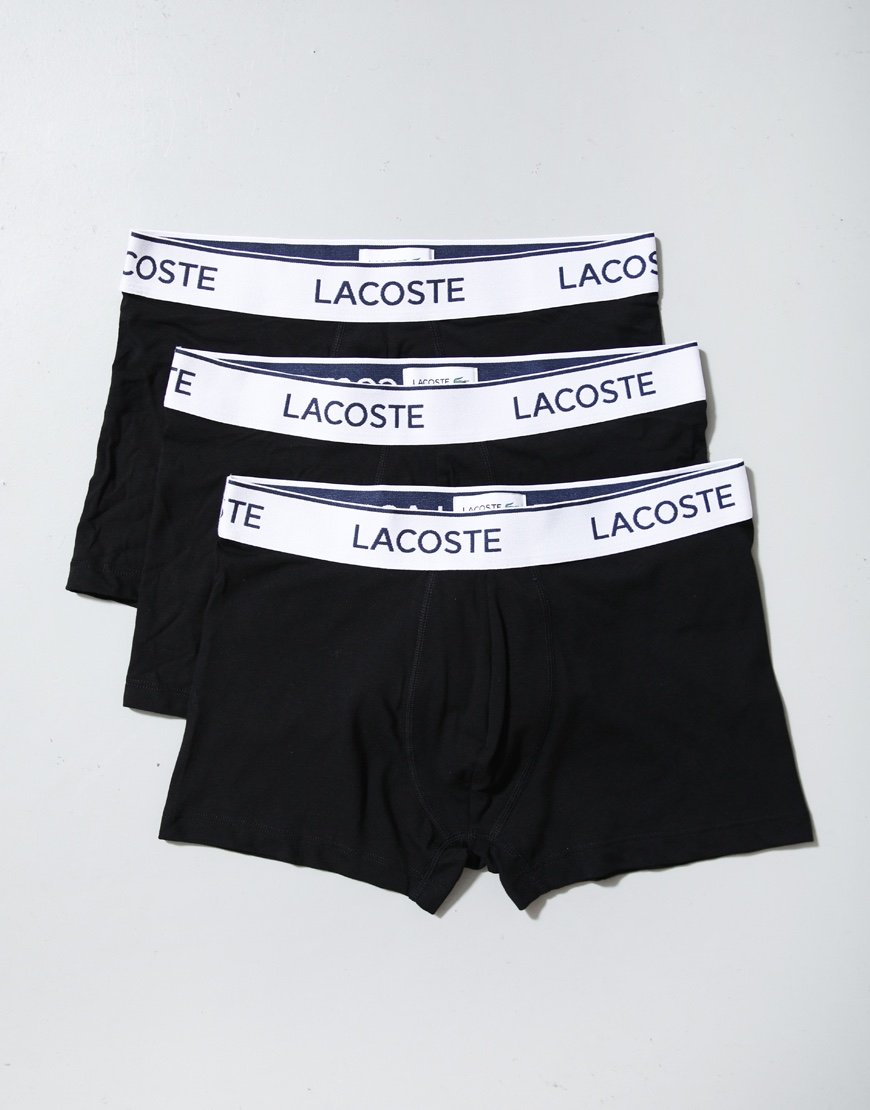 Lacoste 3 Pack Logo Trunks Black