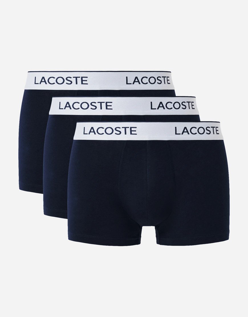 Lacoste 3 Pack Logo Trunks Navy