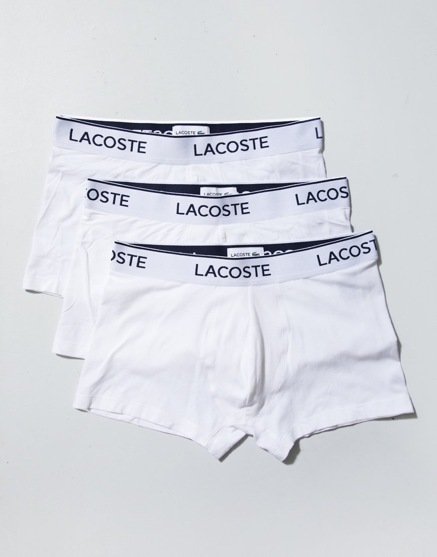 Lacoste 3 Pack Logo Trunks White