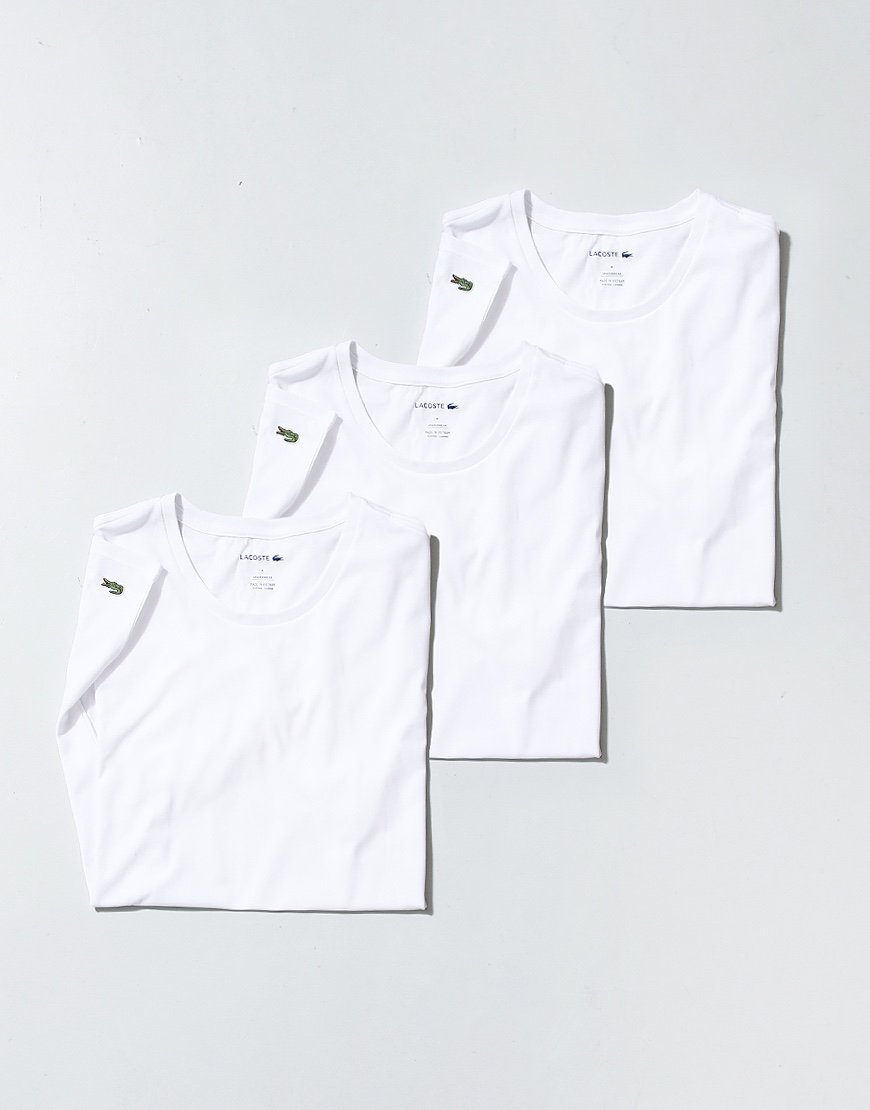 Lacoste 3 Pack Loungewear T-shirts White