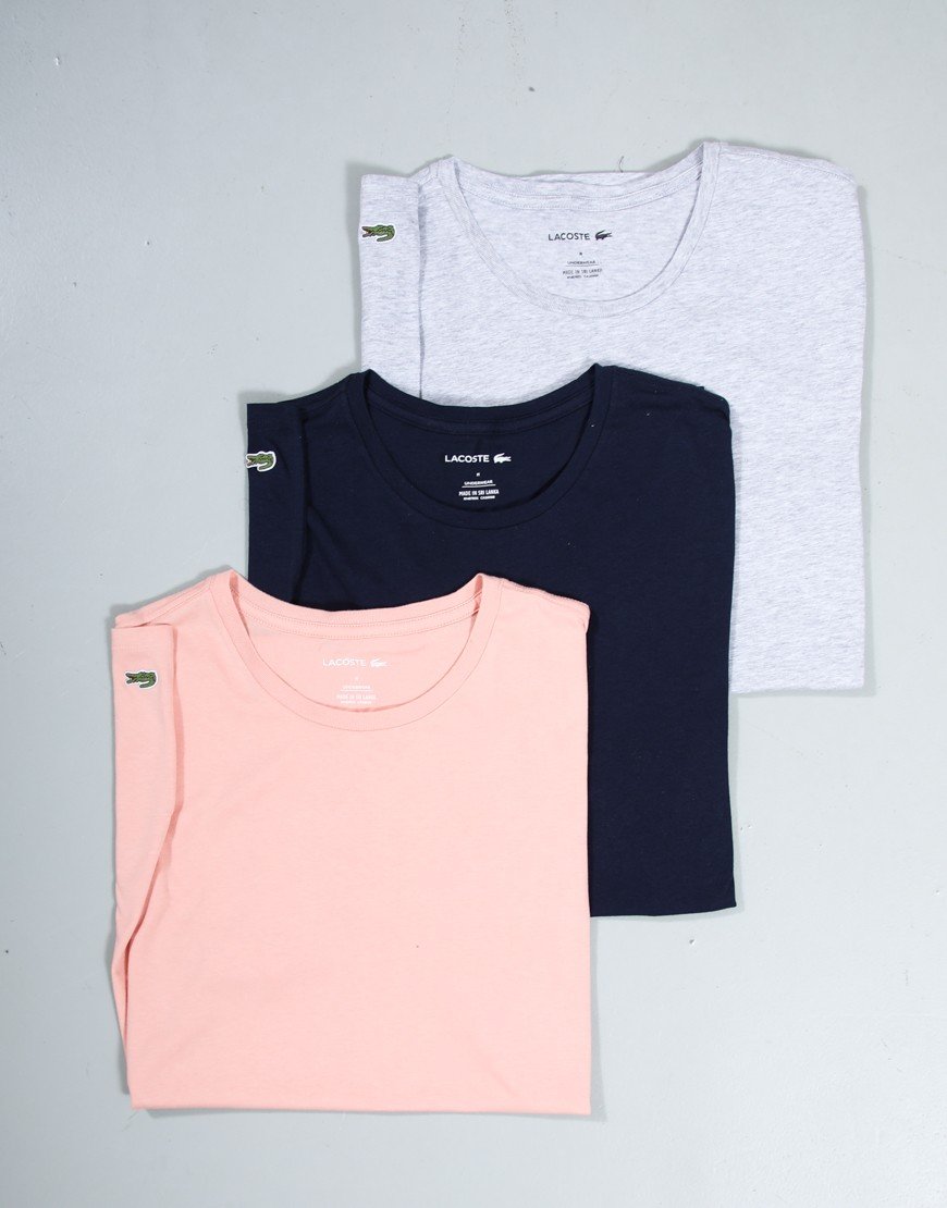 Lacoste 3 Pack Slim T-Shirt Miami/Silver Chine-Navy