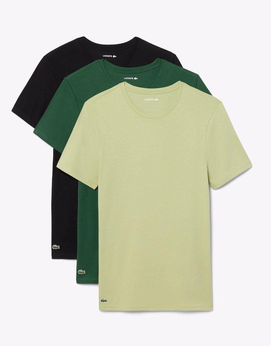 Lacoste Slim 3 Pack T-Shirts Vert/Noir