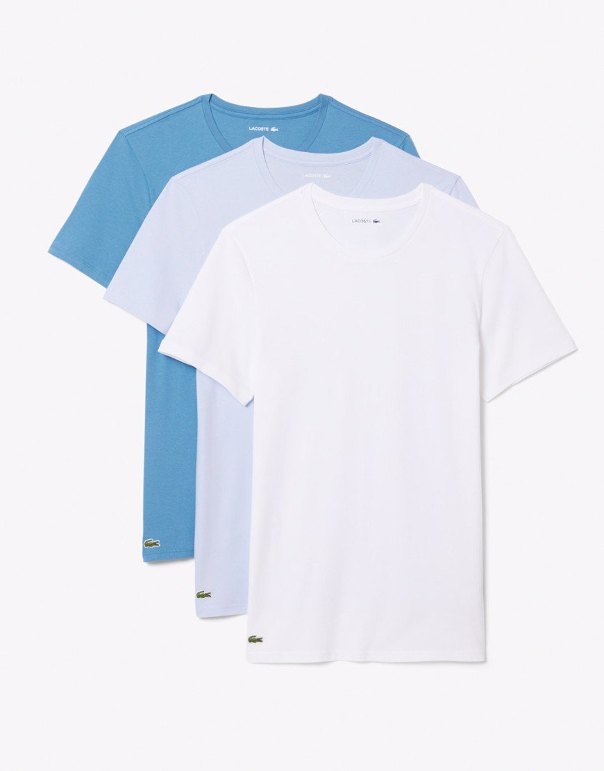 Lacoste Slim T-Shirts 3 Pack Blanc / Bleu Clair / Bleu