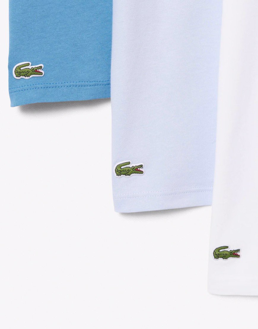 Lacoste Slim T-Shirts 3 Pack Blanc / Bleu Clair / Bleu