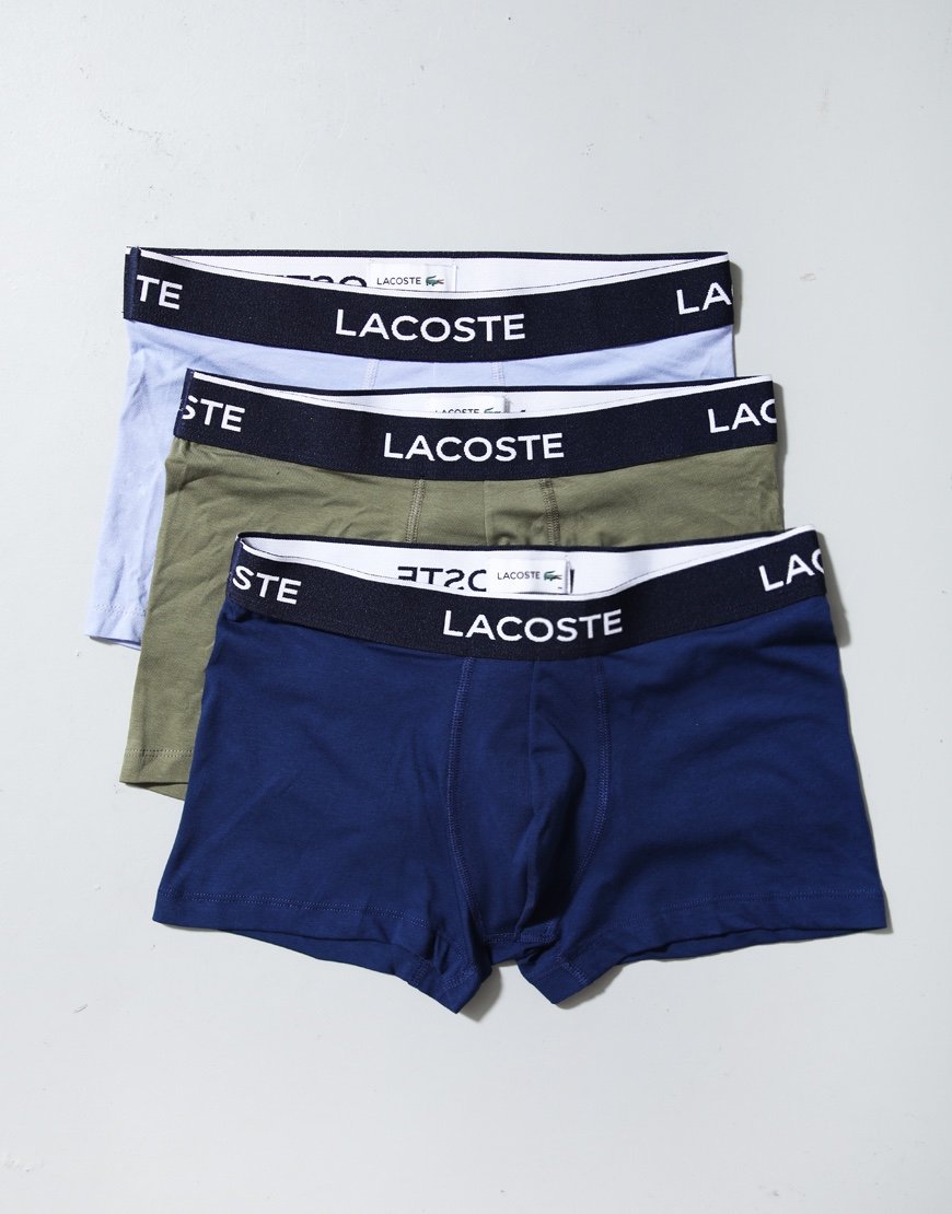 Lacoste 3 Pack Trunks  Khaki/Purple/Navy