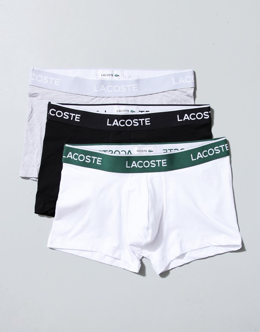 Lacoste 3 Pack Trunks  Black/White/Grey