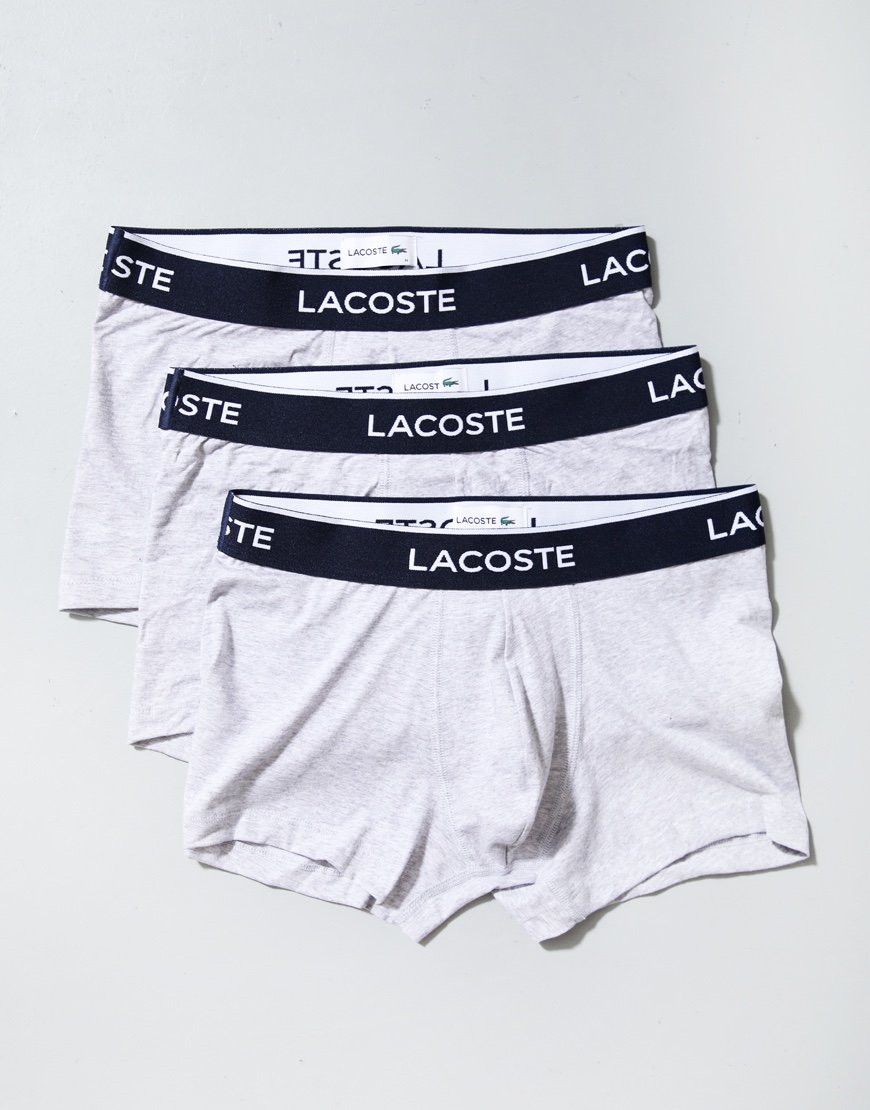 Lacoste 3 Pack Trunks  Light Heather Grey