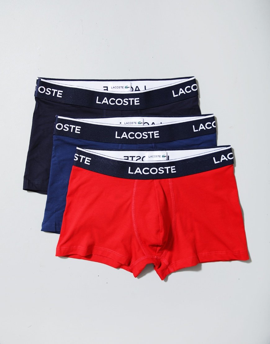 Lacoste 3 Pack Trunks  Navy/Red/Navy