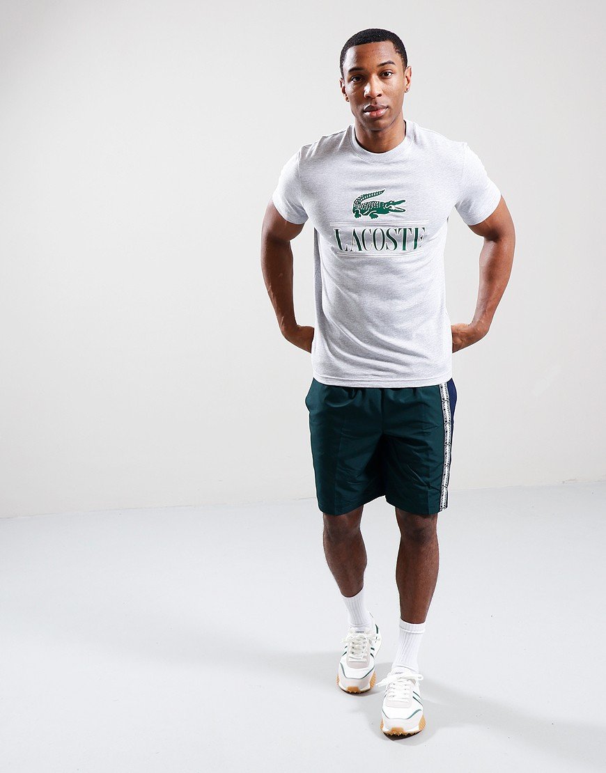 Lacoste Branded Logo Heavy Cotton T-Shirt Silver Chine