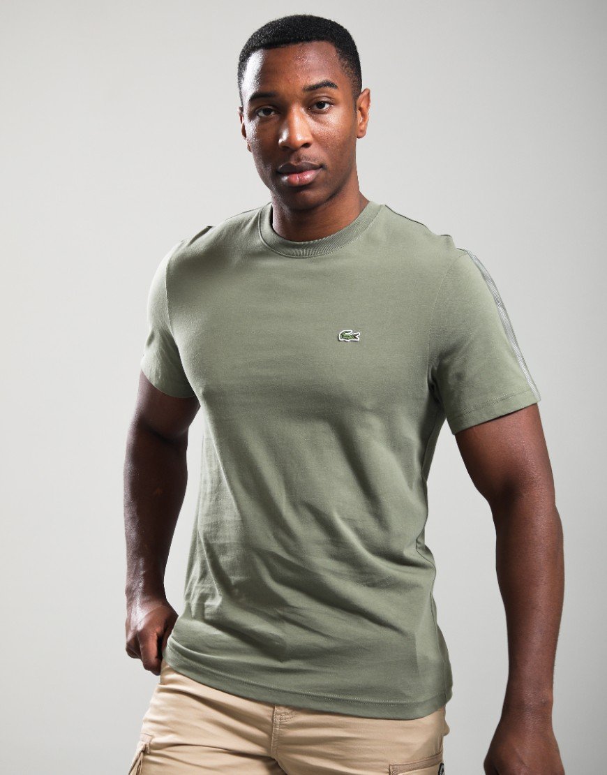 Lacoste Branded Stripe T-Shirt Khaki