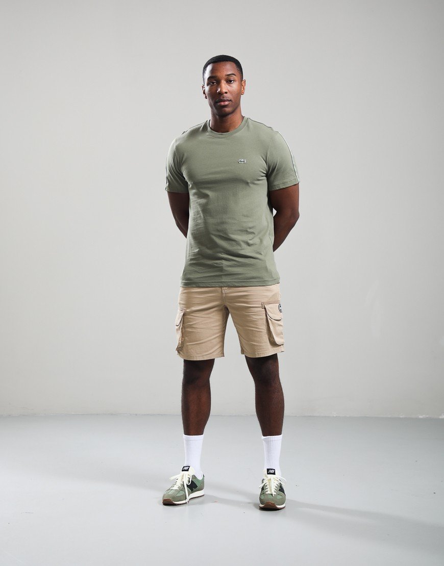 Lacoste Branded Stripe T-Shirt Khaki