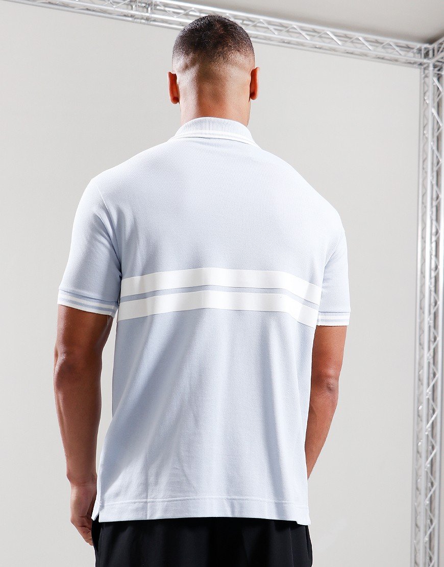 Lacoste Stripe Badge Polo Shirt Light Blue/White
