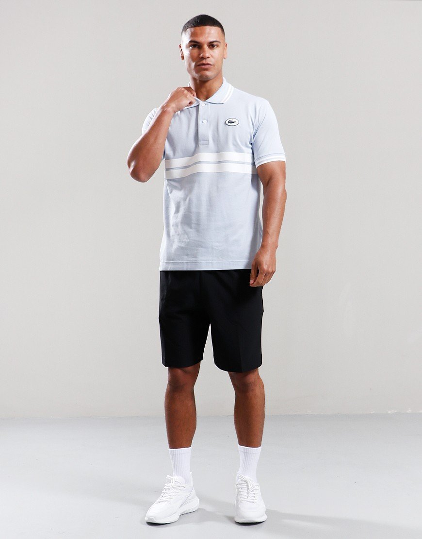 Lacoste Stripe Badge Polo Shirt Light Blue/White