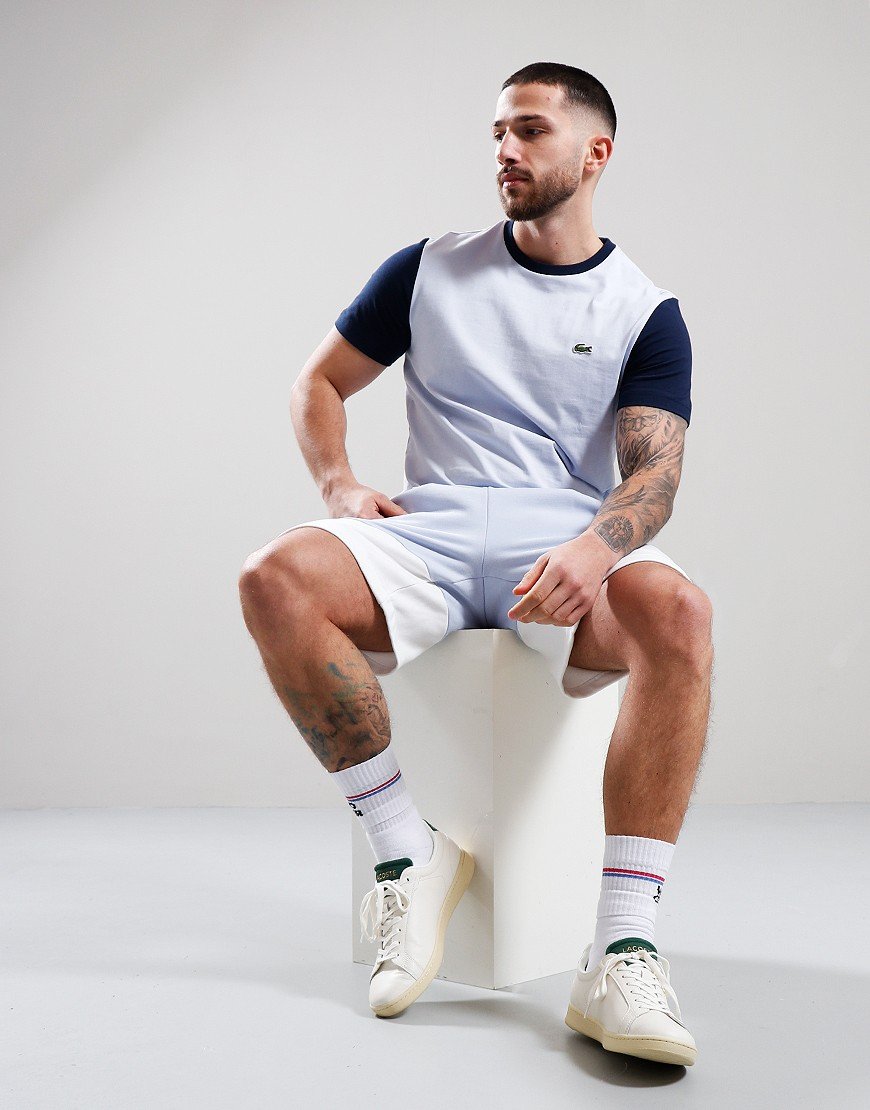 Lacoste Colour Block Jersey T-Shirt Light Blue/Navy